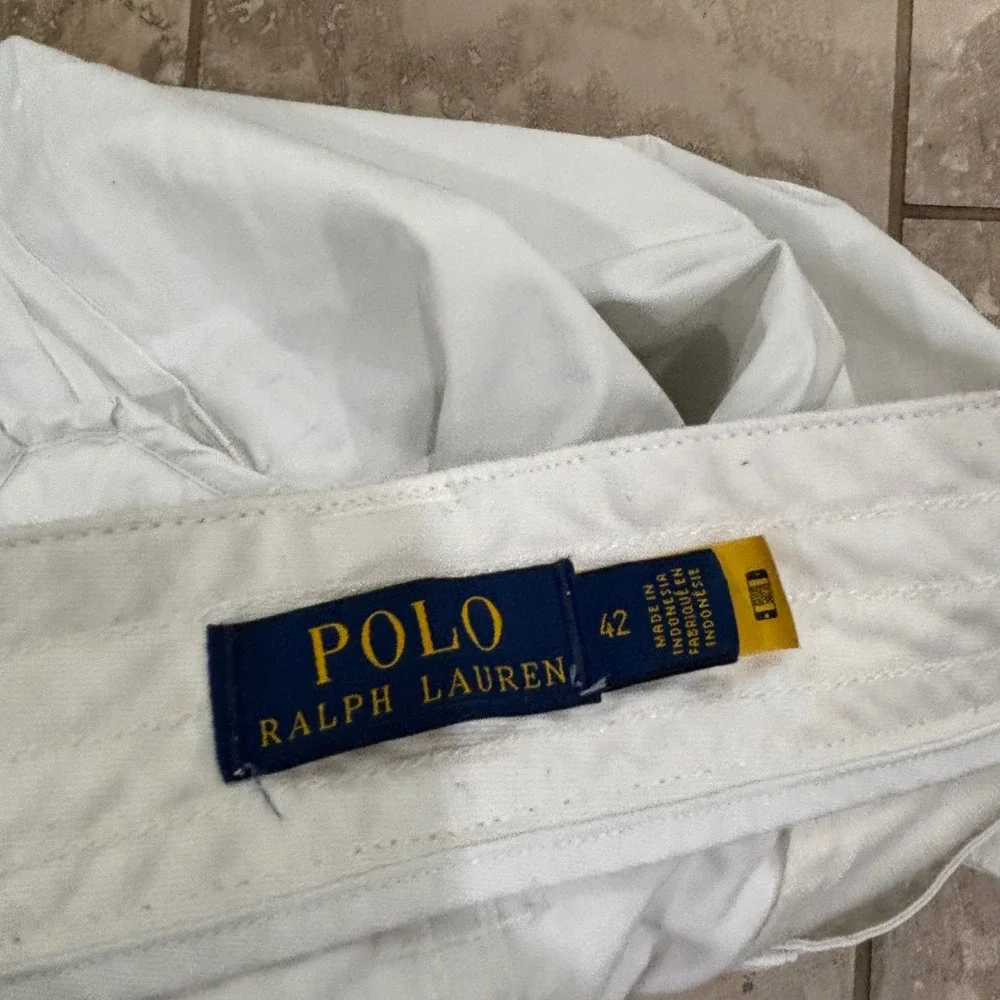 Polo Ralph Lauren Mens White Cotton Twill Cargo Shorts Size 42 Utility Summer